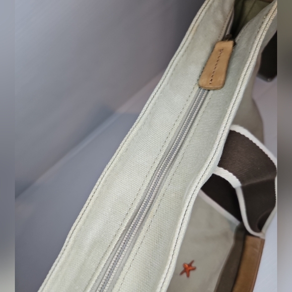 Rare Vintage L.L. Bean Boat & Tote Canvas Bag Sea Star Embroidery Leather Handle - Picture 7 of 11